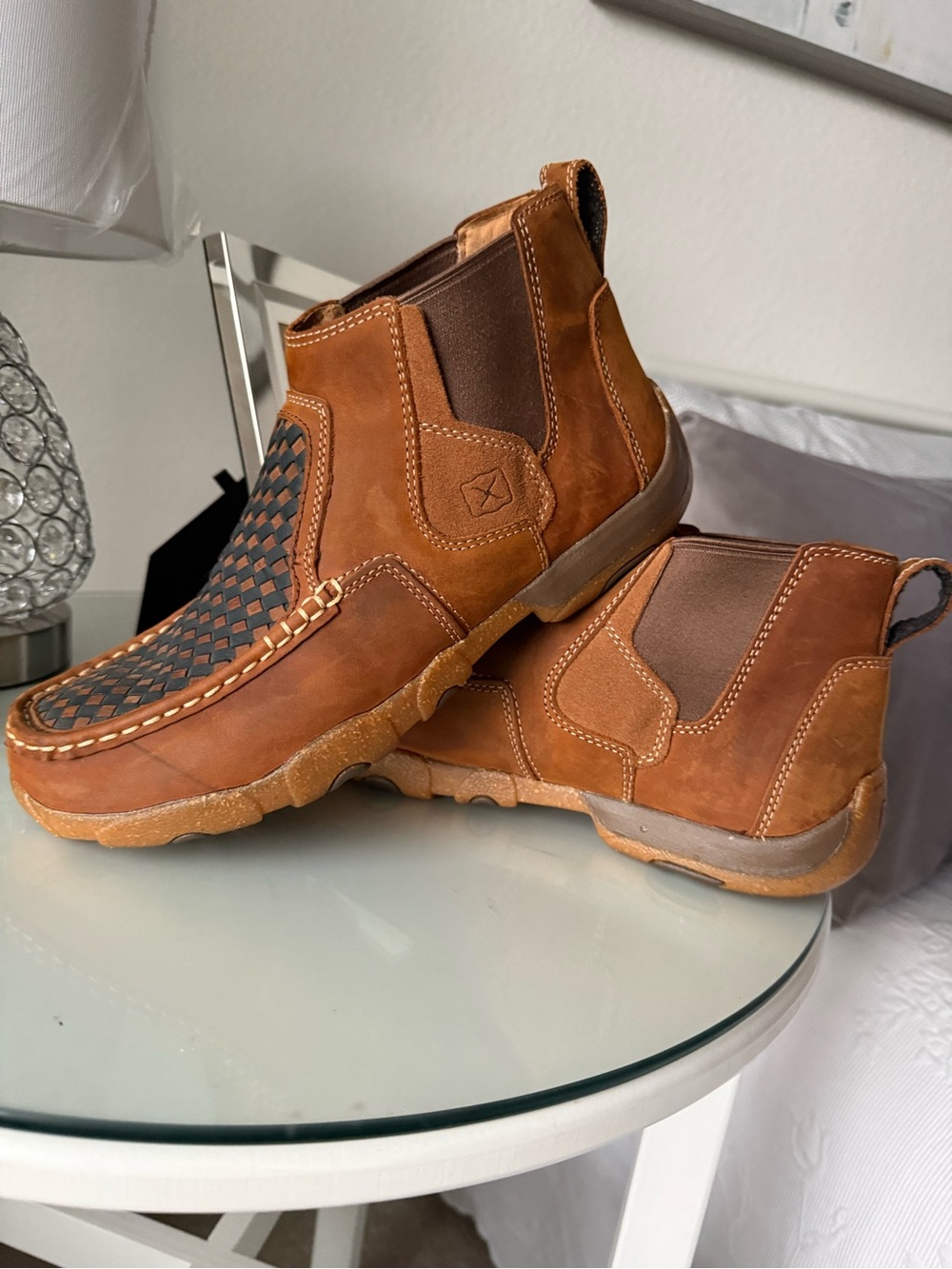 Twisted X Tan/Brown Woven Slip-On Chelsea Boots size 10